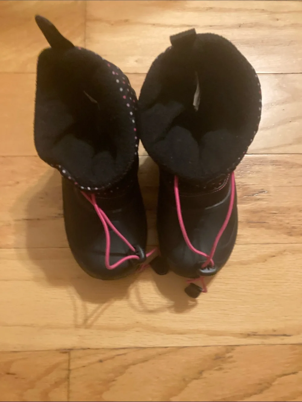 Kids Black Snow Boots with Pink Accents